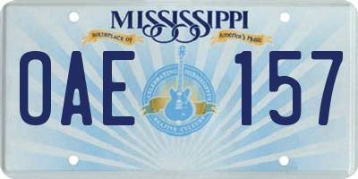 MS license plate OAE157