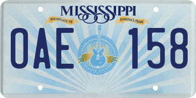 MS license plate OAE158