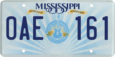 MS license plate OAE161