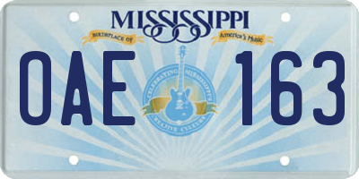 MS license plate OAE163