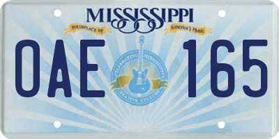 MS license plate OAE165