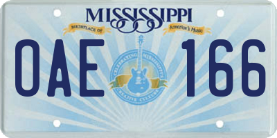 MS license plate OAE166