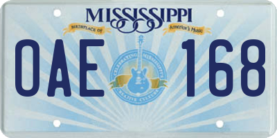 MS license plate OAE168