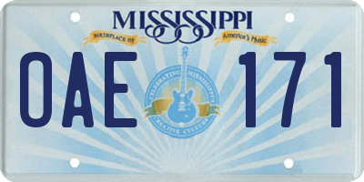 MS license plate OAE171