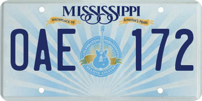 MS license plate OAE172