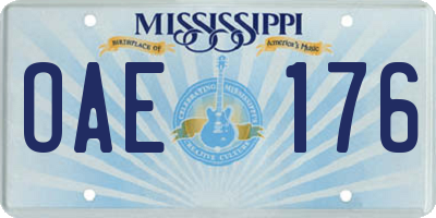 MS license plate OAE176