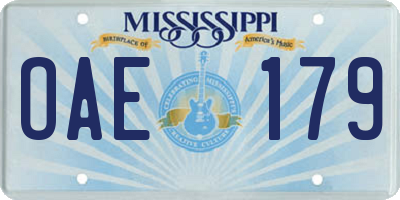MS license plate OAE179