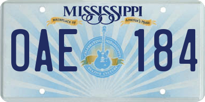 MS license plate OAE184
