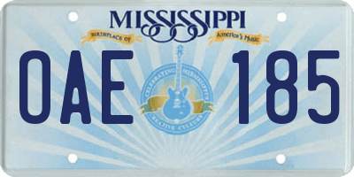 MS license plate OAE185