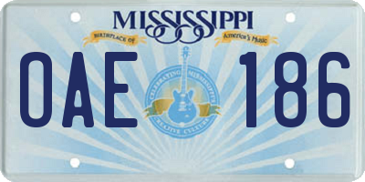 MS license plate OAE186
