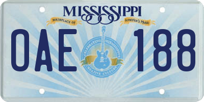 MS license plate OAE188
