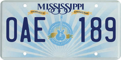 MS license plate OAE189