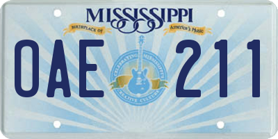 MS license plate OAE211