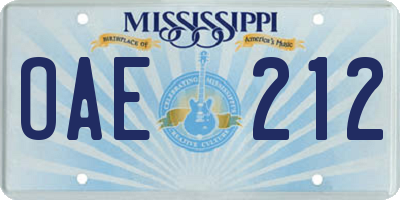 MS license plate OAE212
