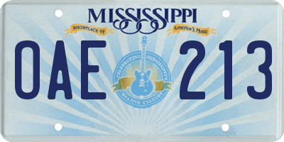 MS license plate OAE213