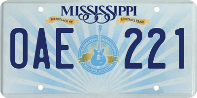 MS license plate OAE221