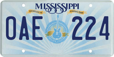 MS license plate OAE224