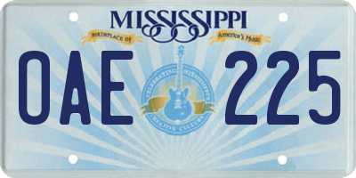 MS license plate OAE225