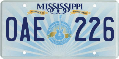 MS license plate OAE226