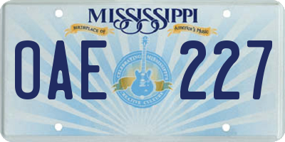 MS license plate OAE227