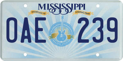 MS license plate OAE239
