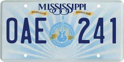MS license plate OAE241