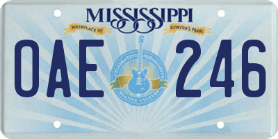 MS license plate OAE246