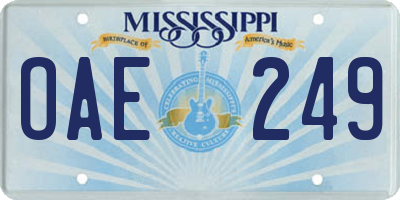 MS license plate OAE249