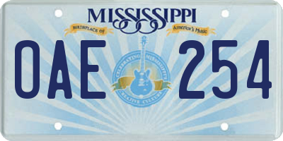 MS license plate OAE254