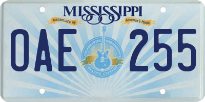 MS license plate OAE255