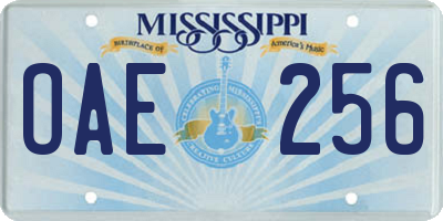 MS license plate OAE256