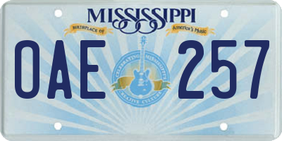 MS license plate OAE257