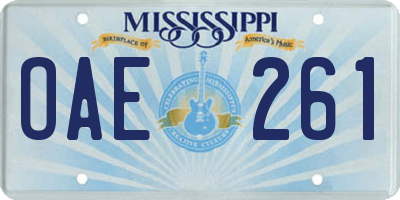 MS license plate OAE261