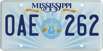 MS license plate OAE262
