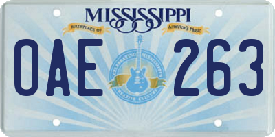 MS license plate OAE263