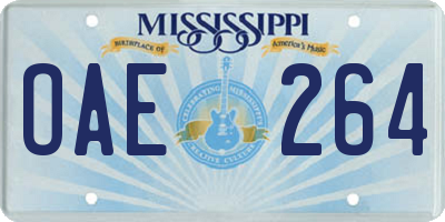 MS license plate OAE264