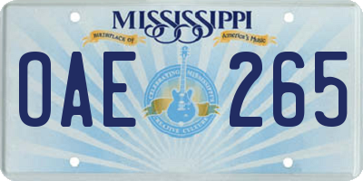 MS license plate OAE265