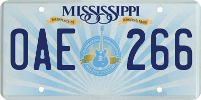 MS license plate OAE266