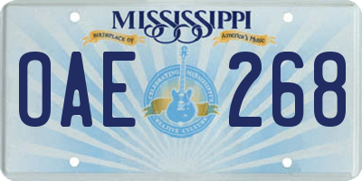 MS license plate OAE268