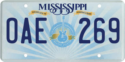 MS license plate OAE269