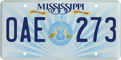 MS license plate OAE273