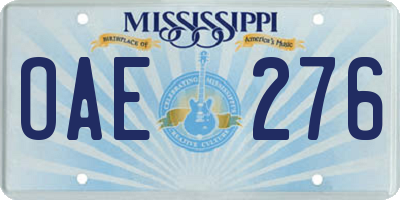 MS license plate OAE276