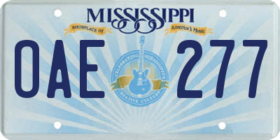 MS license plate OAE277