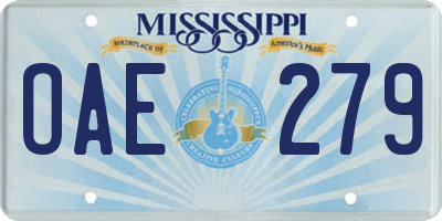 MS license plate OAE279
