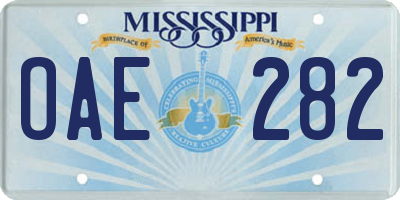 MS license plate OAE282