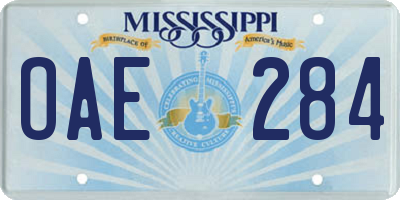 MS license plate OAE284