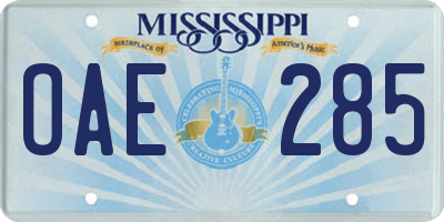 MS license plate OAE285