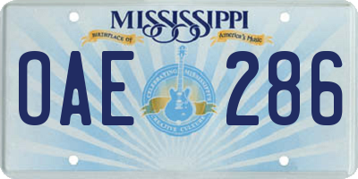 MS license plate OAE286