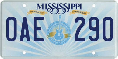 MS license plate OAE290