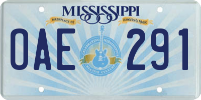 MS license plate OAE291